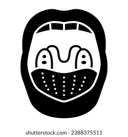 Inflammation of tonsils solid icon, Human diseases concept, tonsillitis sign on white background, Throat disease pharyngitis icon in glyph style for mobile and web design. Vector graphics