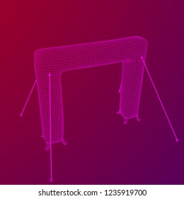 Inflat entrance arch for decorating entrance of the event, party or sport, work with path. Wireframe low poly mesh vector illustration