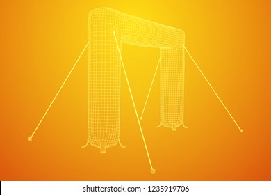 Inflat entrance arch for decorating entrance of the event, party or sport, work with path. Wireframe low poly mesh vector illustration