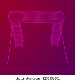 Inflat entrance arch for decorating entrance of the event, party or sport, work with path. Wireframe low poly mesh vector illustration
