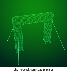 Inflat entrance arch for decorating entrance of the event, party or sport, work with path. Wireframe low poly mesh vector illustration
