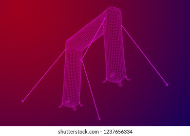 Inflat entrance arch for decorating event, party or sport, work with path. Wireframe low poly mesh vector illustration