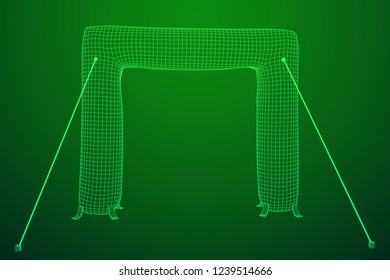 Inflat entrance arch for decorating entrance of the event, party or sport, work with path. Wireframe low poly mesh vector illustration