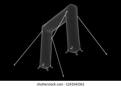 Inflat entrance arch for decorating entrance of the event, party or sport, work with path. Wireframe low poly mesh vector illustration