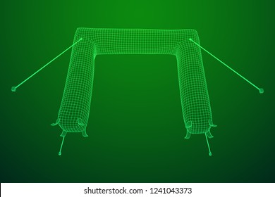 Inflat entrance arch for decorating entrance of the event, party or sport, work with path. Wireframe low poly mesh vector illustration
