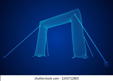 Inflat entrance arch for decorating entrance of the event, party or sport, work with path. Wireframe low poly mesh vector illustration