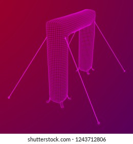 Inflat entrance arch for decorating entrance of the event, party or sport, work with path. Wireframe low poly mesh vector illustration