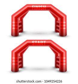 Inflatable Arch Set Isolated Vector. Place For Sponsors Advertising. Archway, Suitable For Sport Event. Marathon Racing Concept. Vector Illustration.