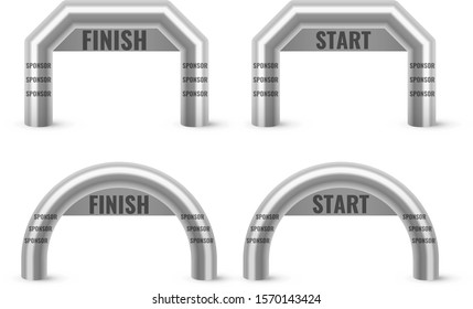 Inflatable Arch Set Isolated Vector. Place For Sponsors Advertising. Archway, Suitable For Sport Event. Marathon Racing Concept. Vector Illustration.