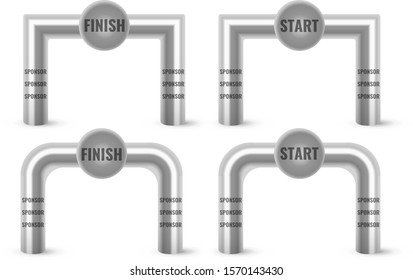Inflatable Arch Set Isolated Vector. Place For Sponsors Advertising. Archway, Suitable For Sport Event. Marathon Racing Concept. Vector Illustration.