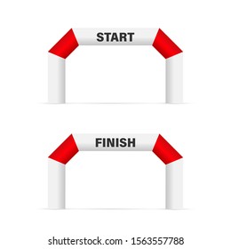 Inflatable Arch Set. Sport Event. Marathon Racing Concept. Vector stock illustration.
