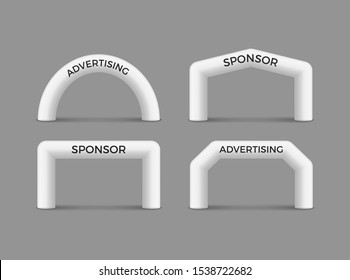 Inflatable arch sponsor balloon banner. Marathon start finish entrance event advertising.