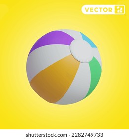 inflatable ball 3D vector icon set, on a yellow background