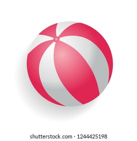 Inflatable ball for beach games vector. Isolated icon closeup of spherical object used to play volleyball and water polo. Summer time playful item