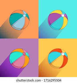 Inflatable ball minimal pattern - vector simple texture. Sport equipment, toys. Background with summertime holidays symbols in flat style. Seamless pattern for textile, web design, banner.