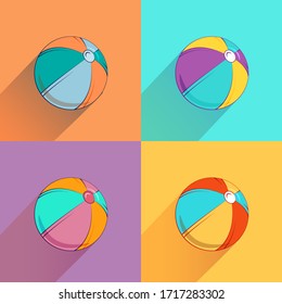 Inflatable ball minimal pattern - vector simple texture. Sport equipment, toys. Background with summertime holidays symbols in flat style. Seamless pattern for textile, web design, banner.
