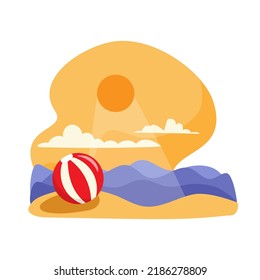 inflatable ball on the sea beach