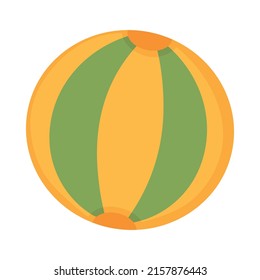 Inflatable ball for playing on the beach. Doodle flat clipart. All objects are repainted.