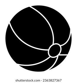 Inflatable ball solid icon, kid toys concept, kids rubber striped ball sign on white background, Beach Ball icon in glyph style for mobile concept and web design. Vector graphics