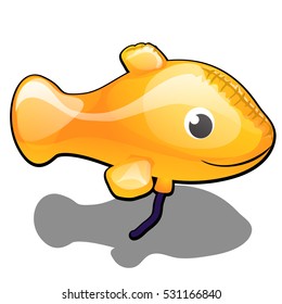 Inflatable balloon in the form of a yellow fish isolated on a white background. Vector illustration.