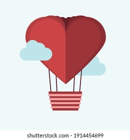Inflatable balls in baskets. Background for valentine's day greeting card. Valentine's card. Declaration of love.