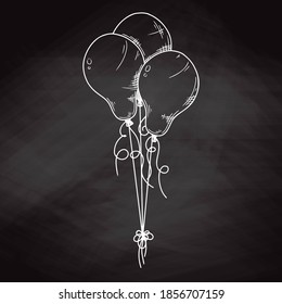 Inflatable balls on a string. Vector illustration in sketch style