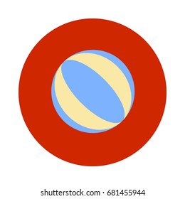 Inflatable beach ball flat icon. Round colorful button, circular vector sign. Flat style design
