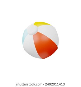 Inflatable beach ball, striped air balloon for play in water. 3D ball baby toy. Vector realistic bright rubber beachball render isolated on white background