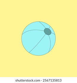 Inflatable beach ball vector illustration on yellow background. 