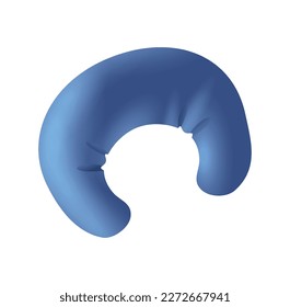 Inflatable blue neck pillow for comfortable travel realistic vector illustration