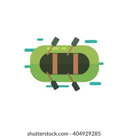 Inflatable Boat From Above Primitive Style Graphic Colorful Flat Vector Image On White Background