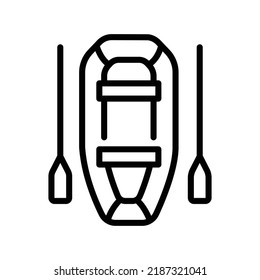Inflatable Boat black line icon. Water activity. Pictogram for web page.