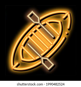 Inflatable Boat Canoeing neon light sign vector. Glowing bright icon sign. transparent symbol illustration