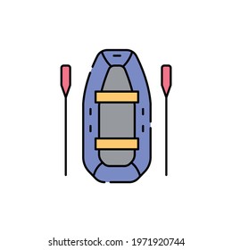 Inflatable Boat color line icon. Isolated vector element. Outline pictogram for web page, mobile app, promo