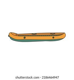 Inflatable boat colorful doodle illustration side view icon. Inflatable boat illustration in vector.