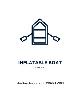 inflatable boat icon from camping collection. Thin linear inflatable boat, equipment, adventure outline icon isolated on white background. Line vector inflatable boat sign, symbol for web and mobile