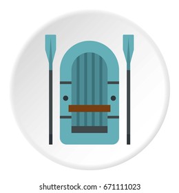 Inflatable boat icon in flat circle isolated vector illustration for web