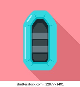 Inflatable boat icon. Flat illustration of inflatable boat vector icon for web design