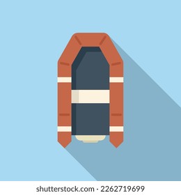 Inflatable boat icon flat vector. Sea lifeboat. Flood raft