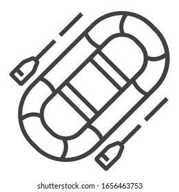 inflatable boat line black icon on white background