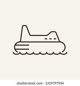 Inflatable boat line icon. Rubber boat on white background. Maritime transport. Vector illustration can be used for topics like sea, transportation, logistics
