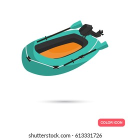 Inflatable boat with motor ?olor flat icon for web and mobile design