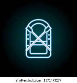 inflatable boat neon icon. Elements of Camping set. Simple icon for websites, web design, mobile app, info graphics on dark gradient background