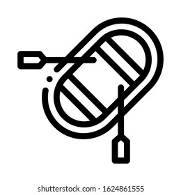 Inflatable Boat with Oars Icon Vector. Outline Inflatable Boat with Oars Sign. Isolated Contour Symbol Illustration