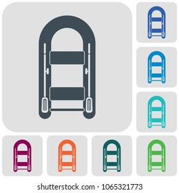 Inflatable boat with oars simple icon isolated