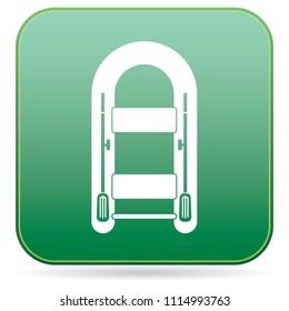 Inflatable boat with oars simple icon isolated

