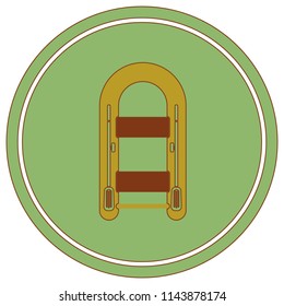 Inflatable boat with oars simple icon isolated

