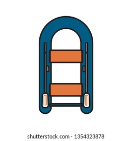 Inflatable boat with oars simple icon isolated

