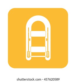Inflatable boat with oars simple icon isolated