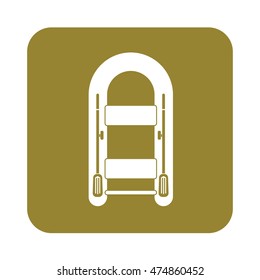 Inflatable boat with oars simple icon isolated

